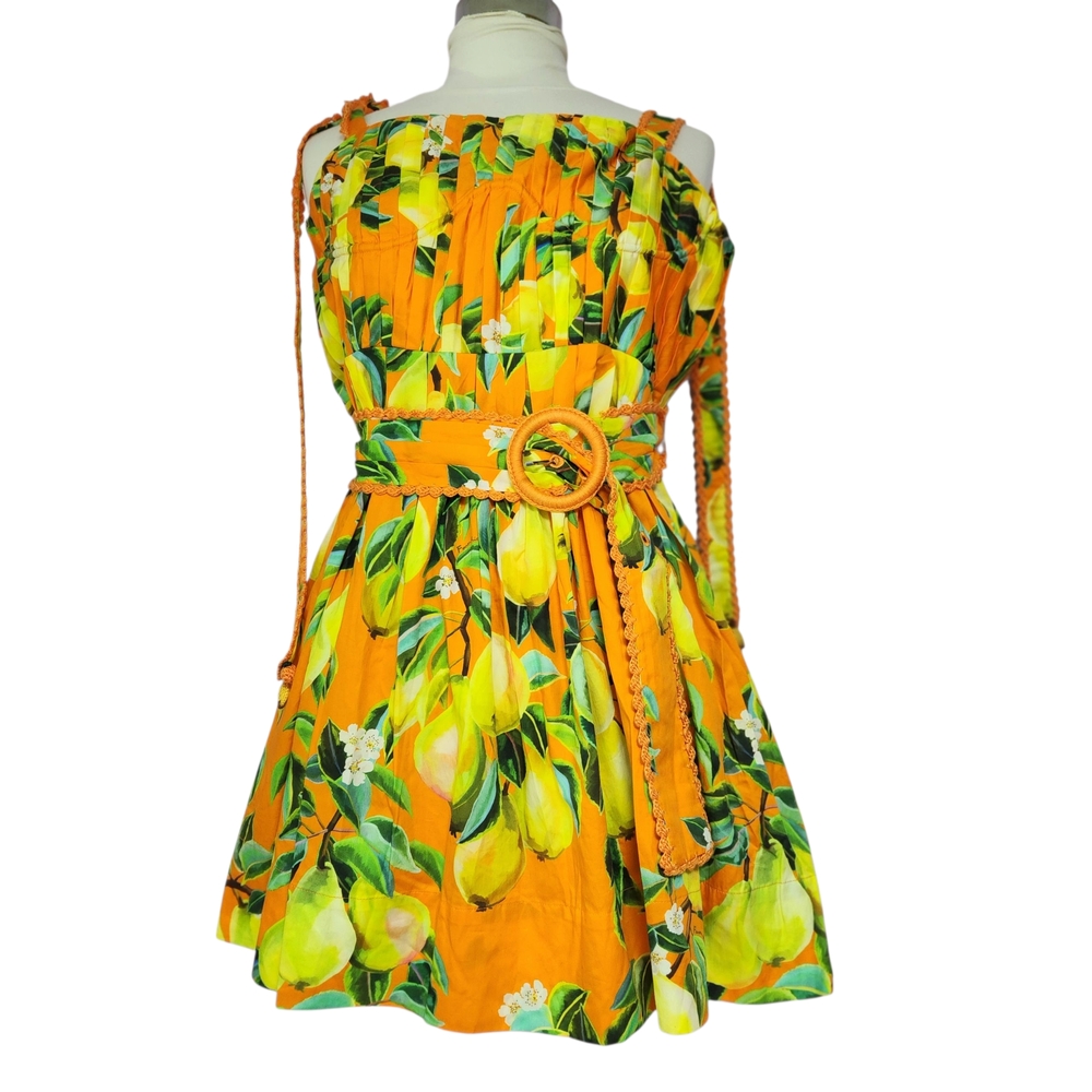 Farm Rio Vibrant Lemon Print Dress with Belt